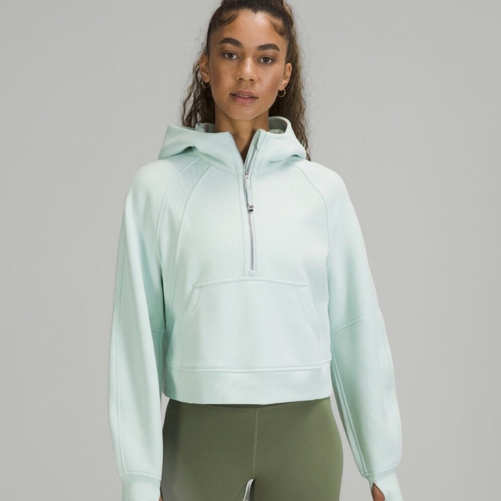 Lululemon oversized half zip cropped scuba hoodie DELICATE MINT XS/S
